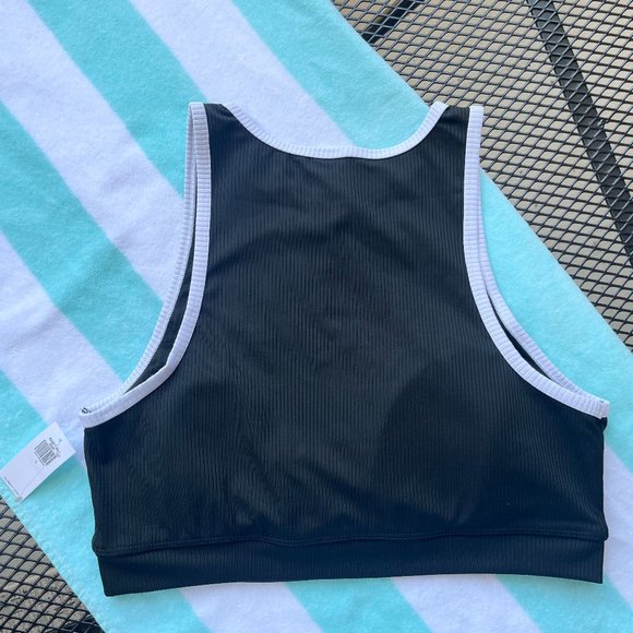 Ribbed Zip-Front Longline Bikini Swim Top NWT - Picture 9 of 11